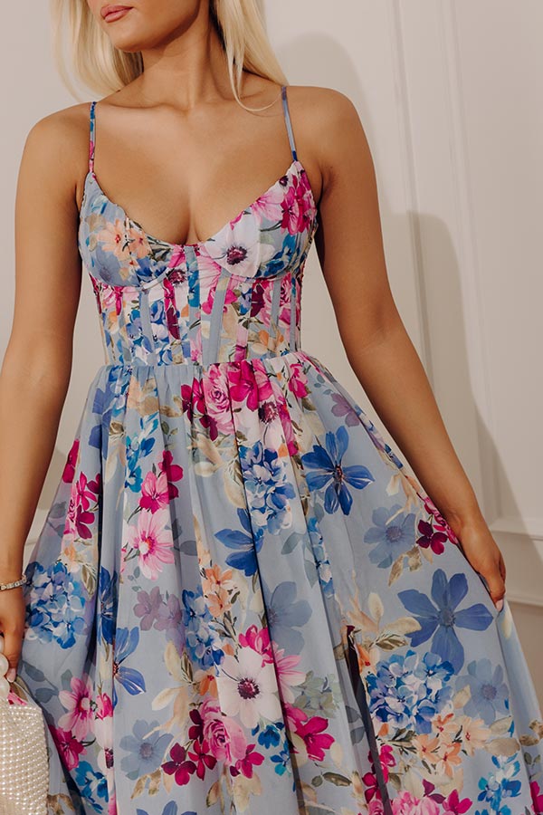 Enchanted Embrace Floral Maxi Dress in Light Blue
