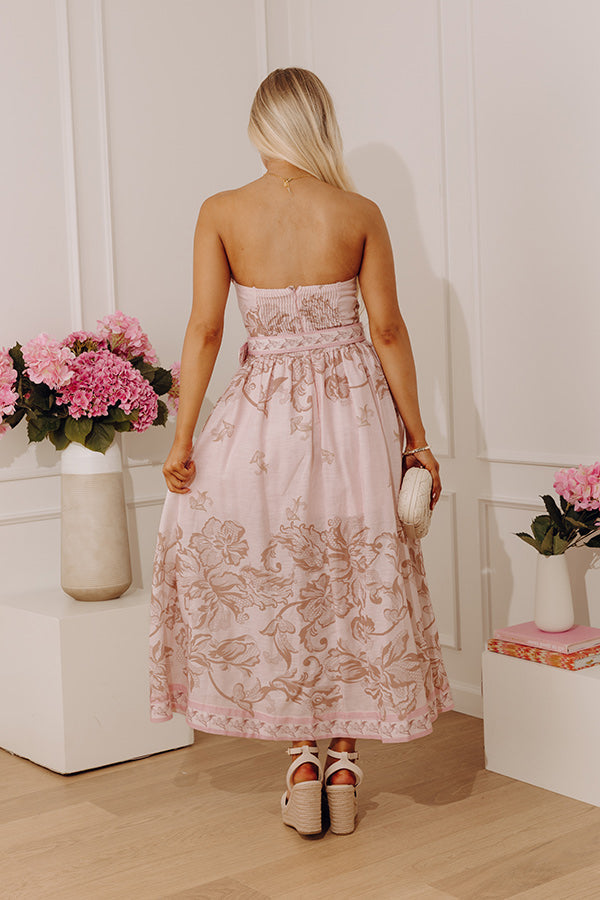 Paris Petals Midi Dress in Pink