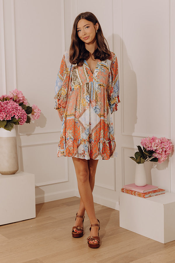 Full Hearted Patchwork Floral Mini Dress