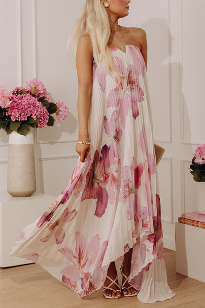 Painted Petals Pleated Midi Dress