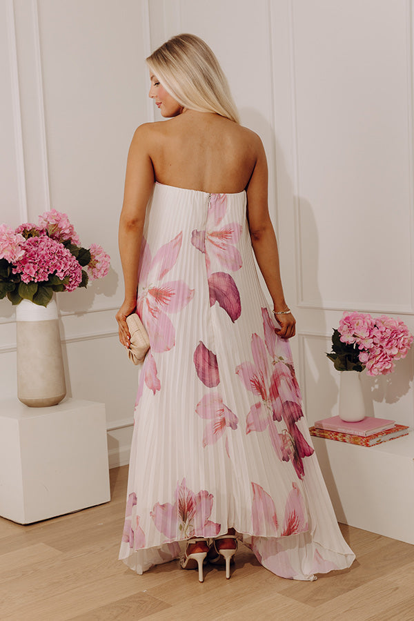 Painted Petals Pleated Midi Dress