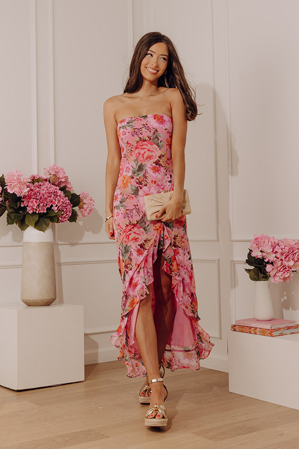 Lovely in Blooms Floral Chiffon Midi Dress