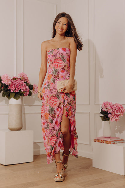 Lovely in Blooms Floral Chiffon Midi Dress