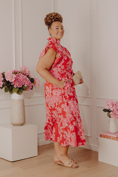 Floral Keepsake Eyelet Midi Dress Curves