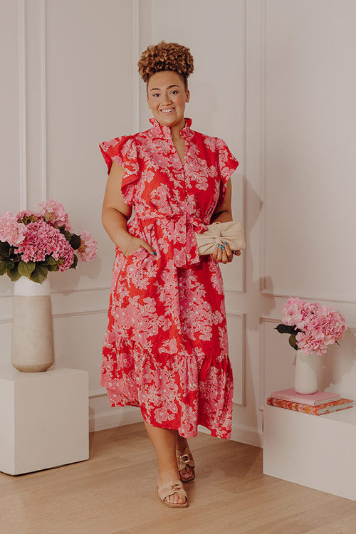 Floral Keepsake Eyelet Midi Dress Curves