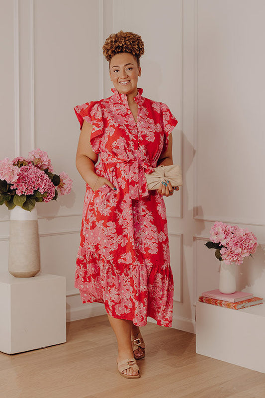 Floral Keepsake Eyelet Midi Dress Curves