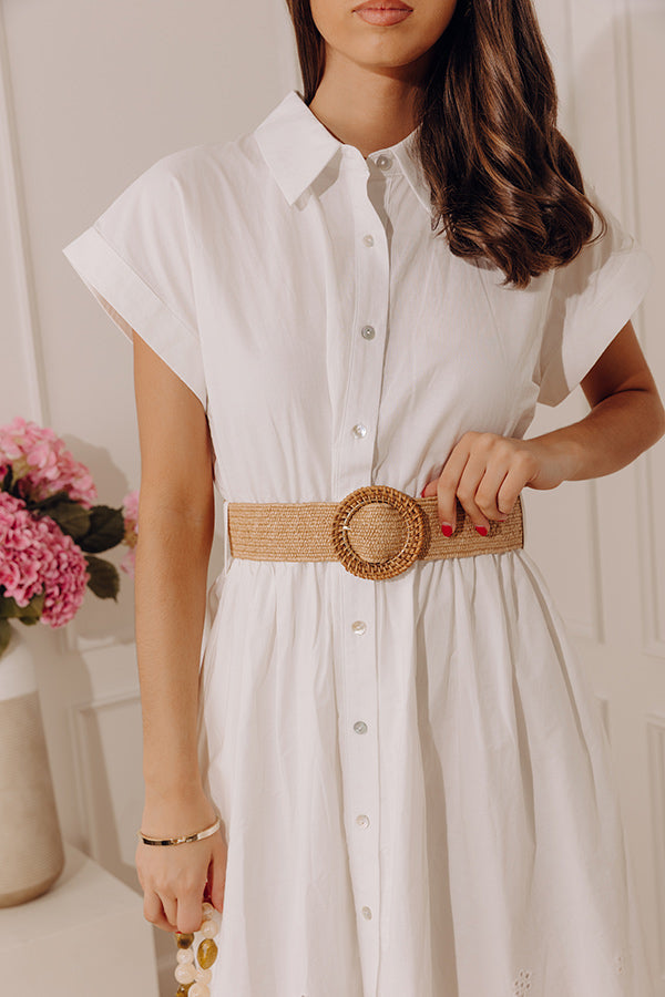 Classic Moment Eyelet Midi Dress in White
