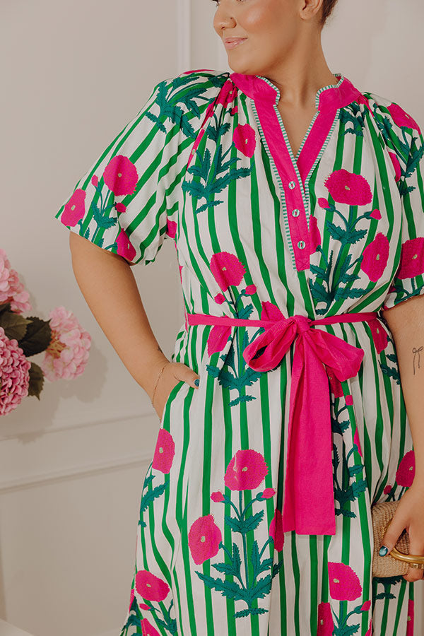 Chic Lines Floral Midi Dress Curves