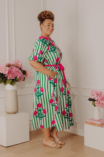 Chic Lines Floral Midi Dress Curves
