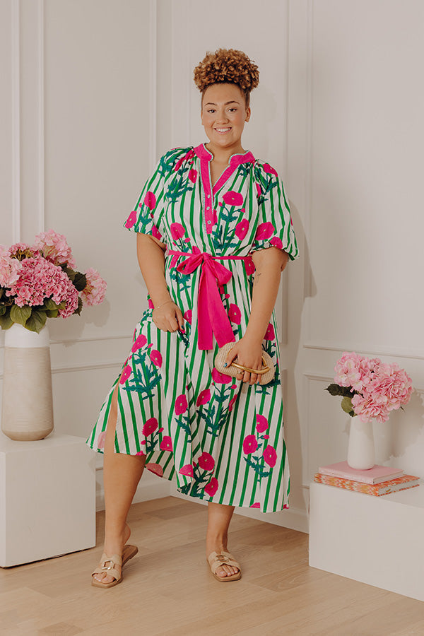 Chic Lines Floral Midi Dress Curves