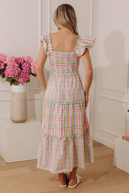 Darling Day Tiered Gingham Midi Dress