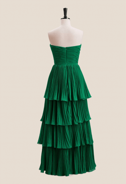 Emerald Green Chiffon Ruffles Long Party Dress