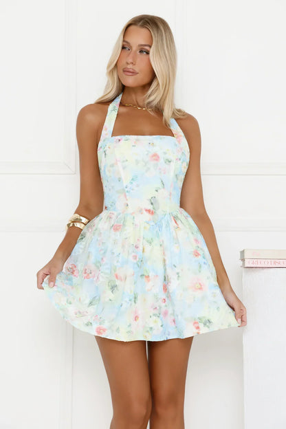 Daydream Bloom Halter Mini Dress Floral