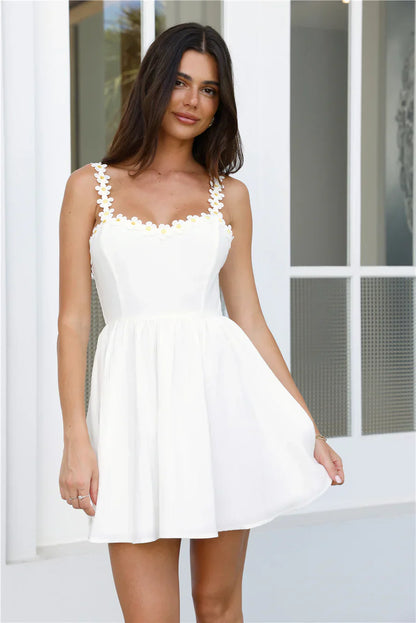 Delicate Daisy Mini Dress White