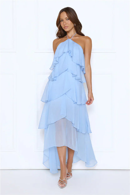 Dreamlight Affair Halter Maxi Dress Blue