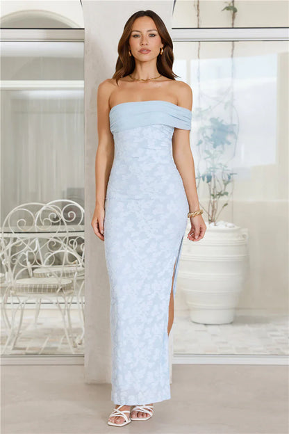 Disco Darlings One Shoulder Maxi Dress Blue
