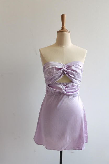 Double Twist Lavender Keyhole Short Dress