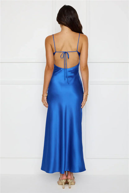 Chic 'Fit Slip Satin Maxi Dress Cobalt