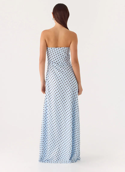 Chaniva Maxi Dress - Blue Mocha Dot