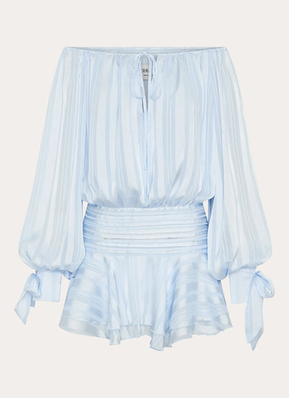 Eira Balloon Sleeve Mini Dress - Baby Blue