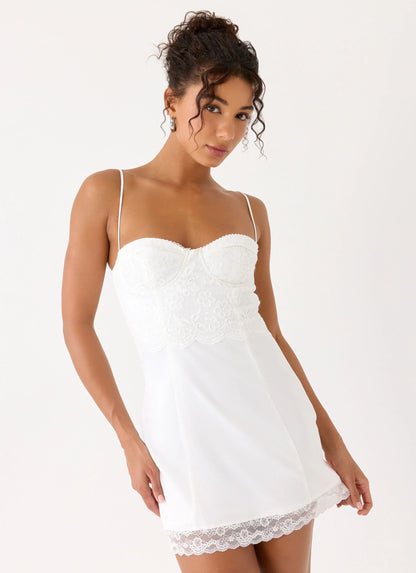 Aloura Lace Mini Dress - White