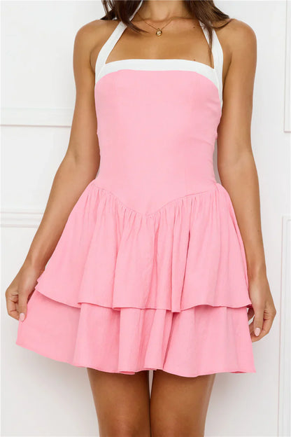 Chasing Joy Halter Mini Dress Pink