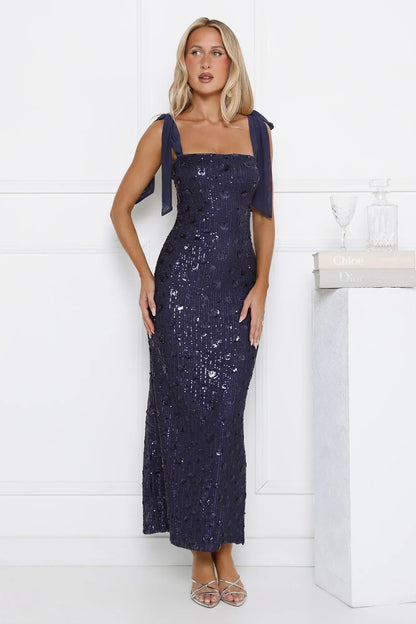 Bright Stars Sequin Maxi Dress Navy