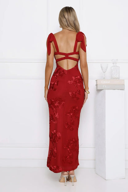 Dear Me From Me Mesh Maxi Dress Red