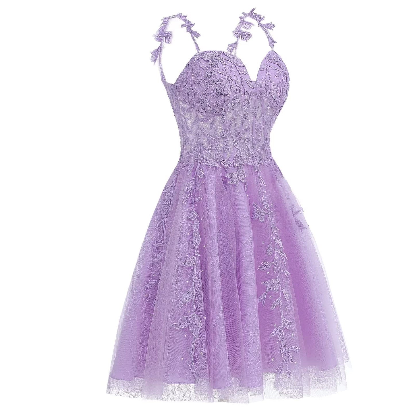 Navy Blue A-line Lace Appliques Short Homecoming Dress