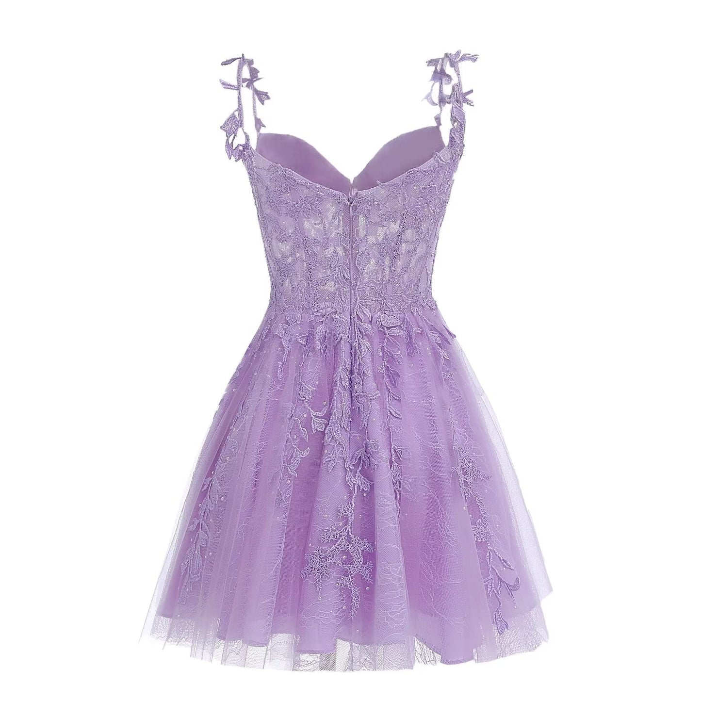 Navy Blue A-line Lace Appliques Short Homecoming Dress