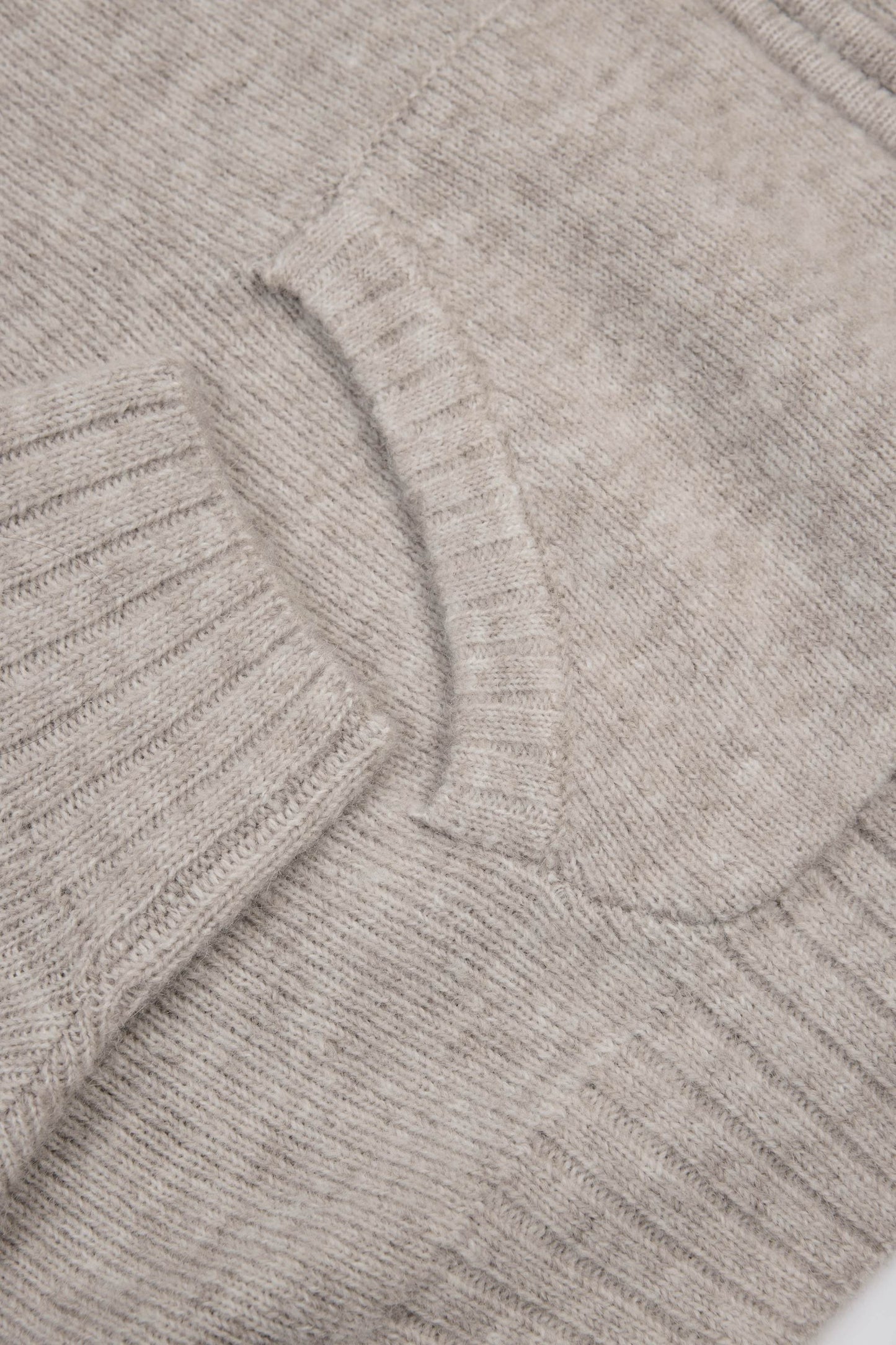 Soft Knit Zip-Up Cropped Hoodie in Beige