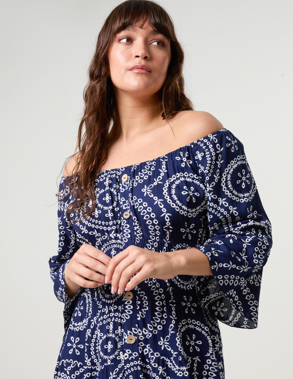 Bardot Coconut Button Maxi Dress