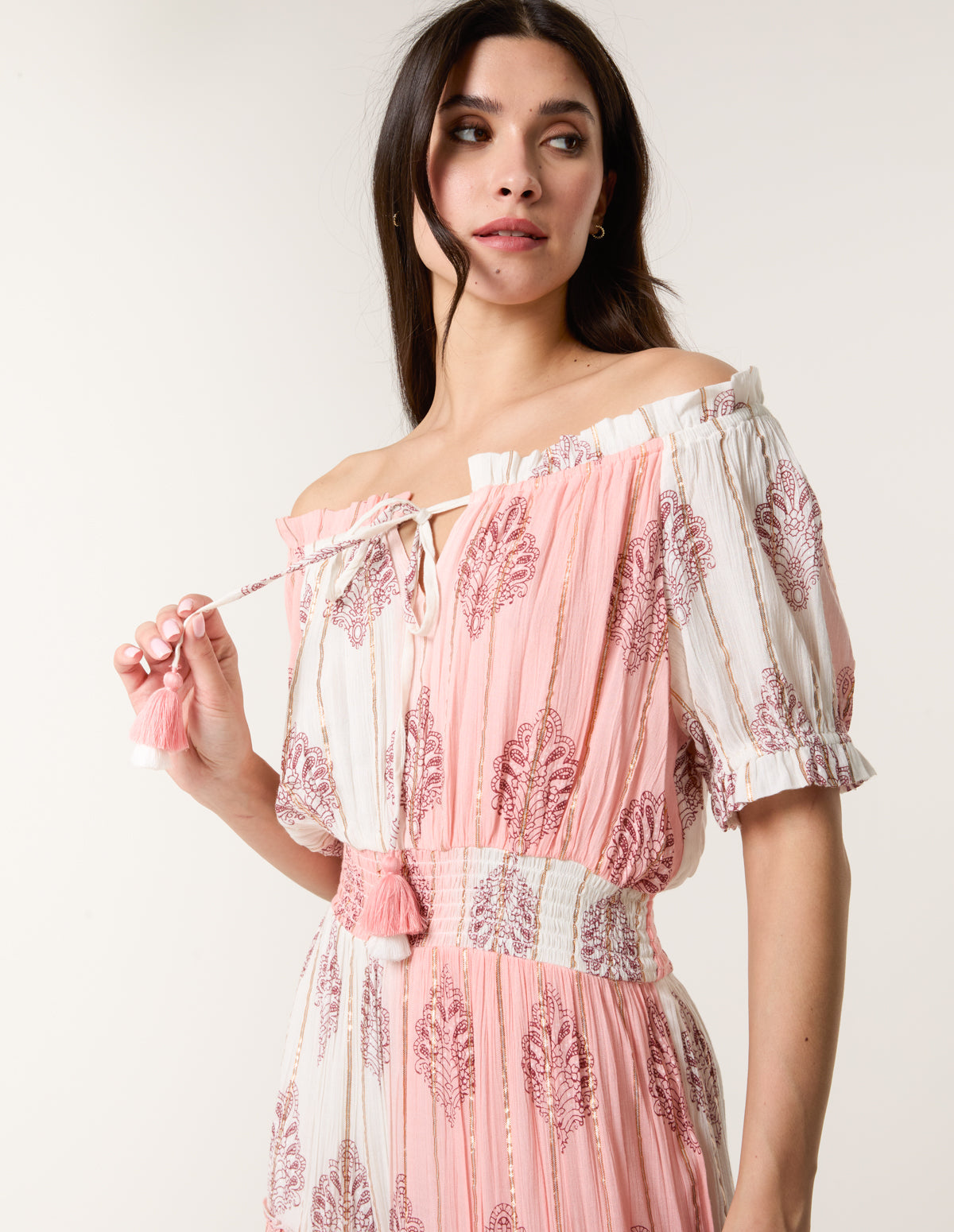 Foil Print Amber Tiered Midi Dress