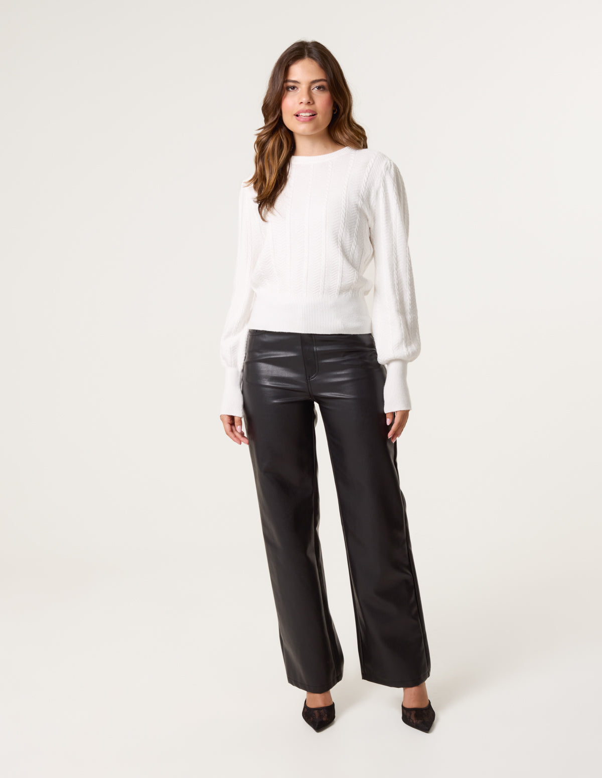 Puff Sleeve Textured Jumper