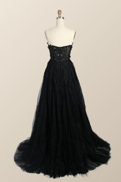 Green Floral Embroidery Strapless A-line Formal Dress