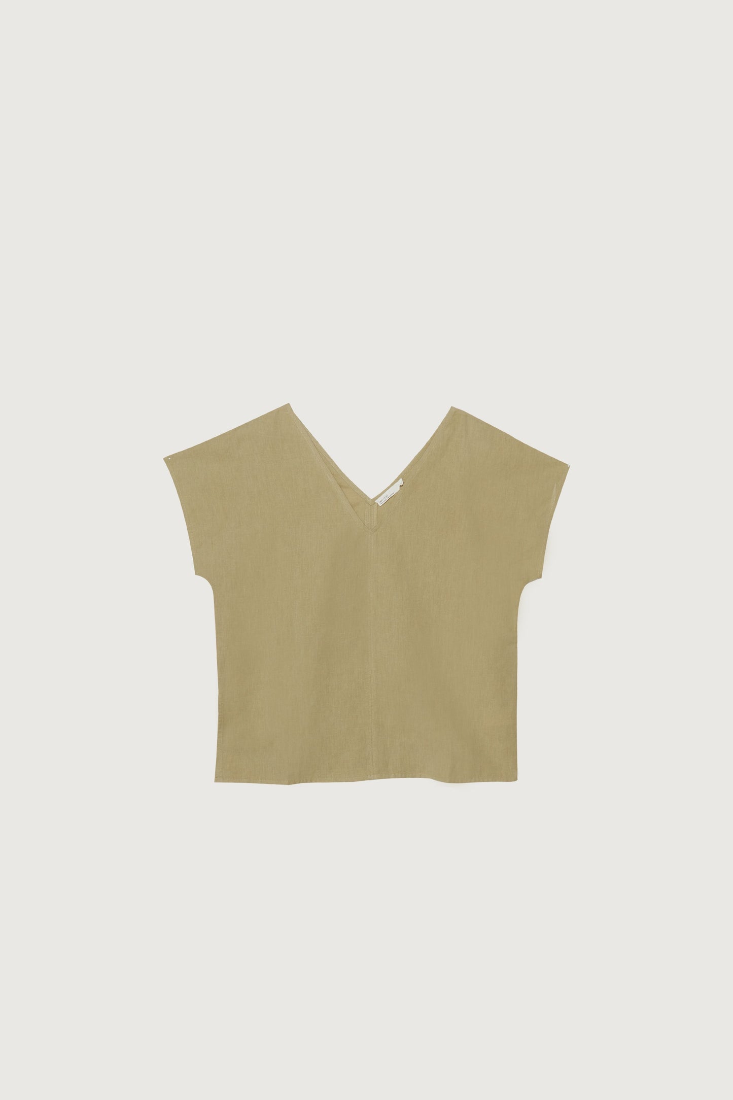 LINEN BLEND V-NECK BLOUSE