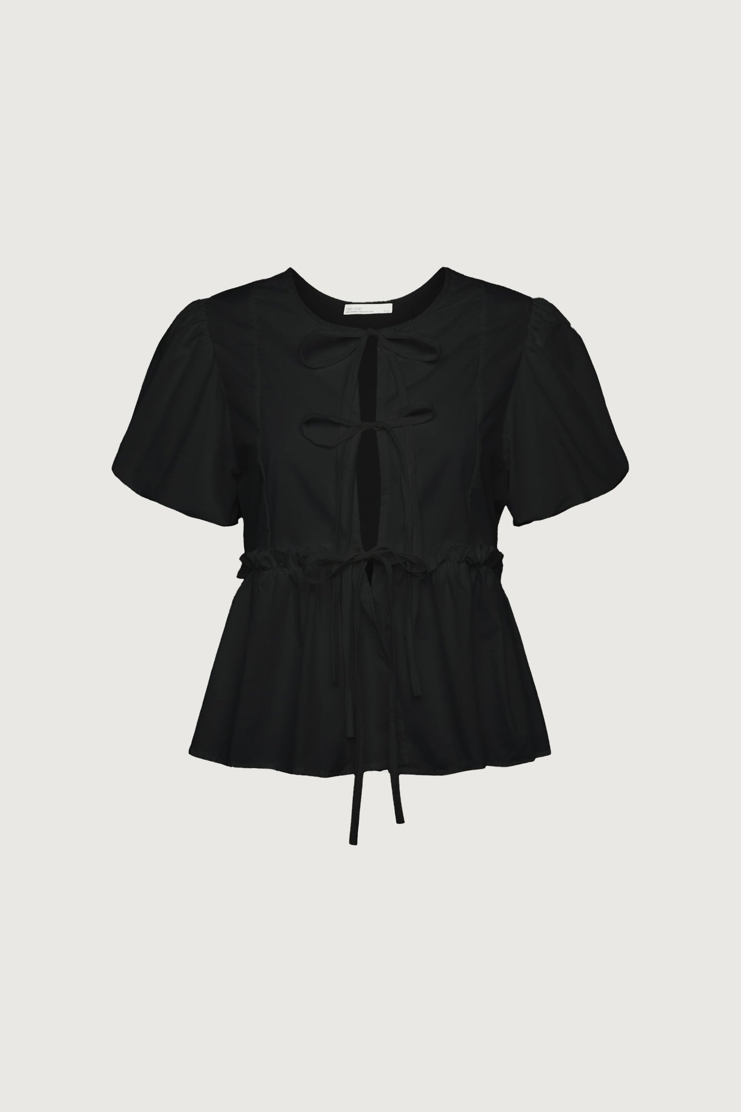 PUFF SLEEVE FRONT TIE BLOUSE