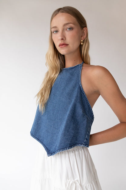 DENIM OPEN BACK TOP