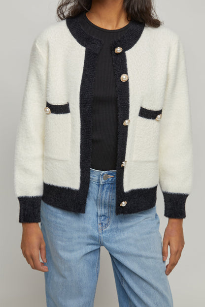 CONTRAST TRIM CARDIGAN