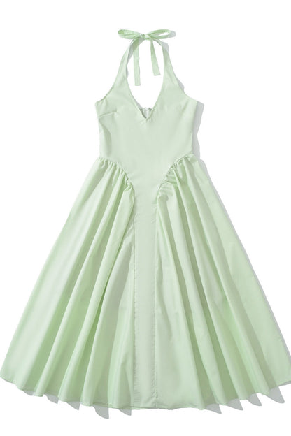 Cyan Halter Ruched Zip-back Skirt