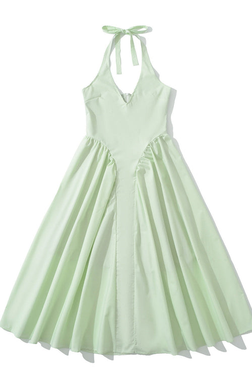 Cyan Halter Ruched Zip-back Skirt