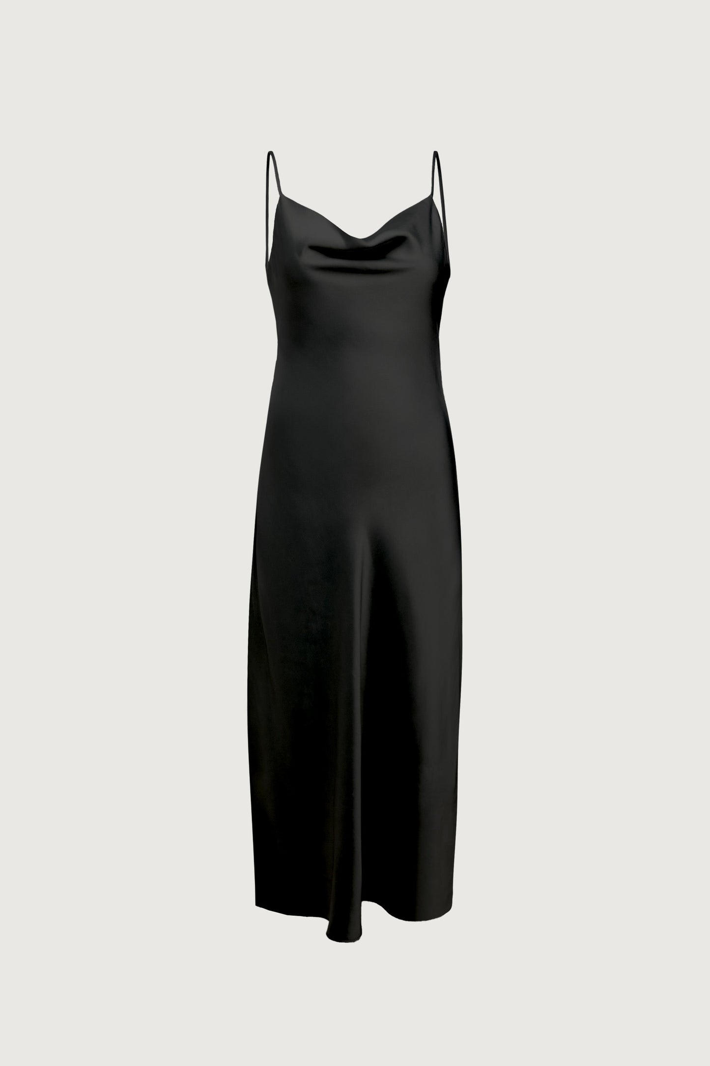 COWL NECK SATIN MIDI DRESS