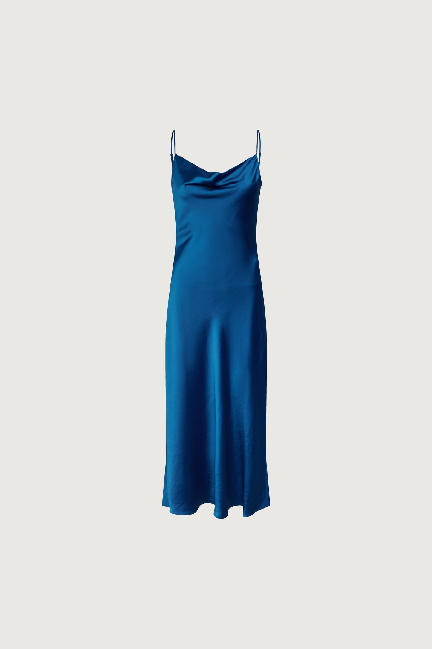 COWL NECK SATIN MIDI DRESS