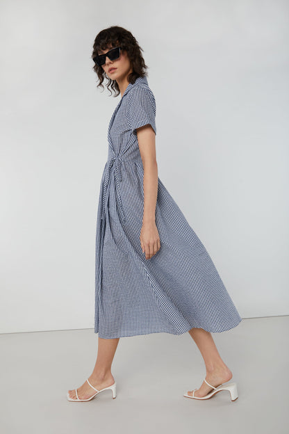 GINGHAM WRAP DRESS