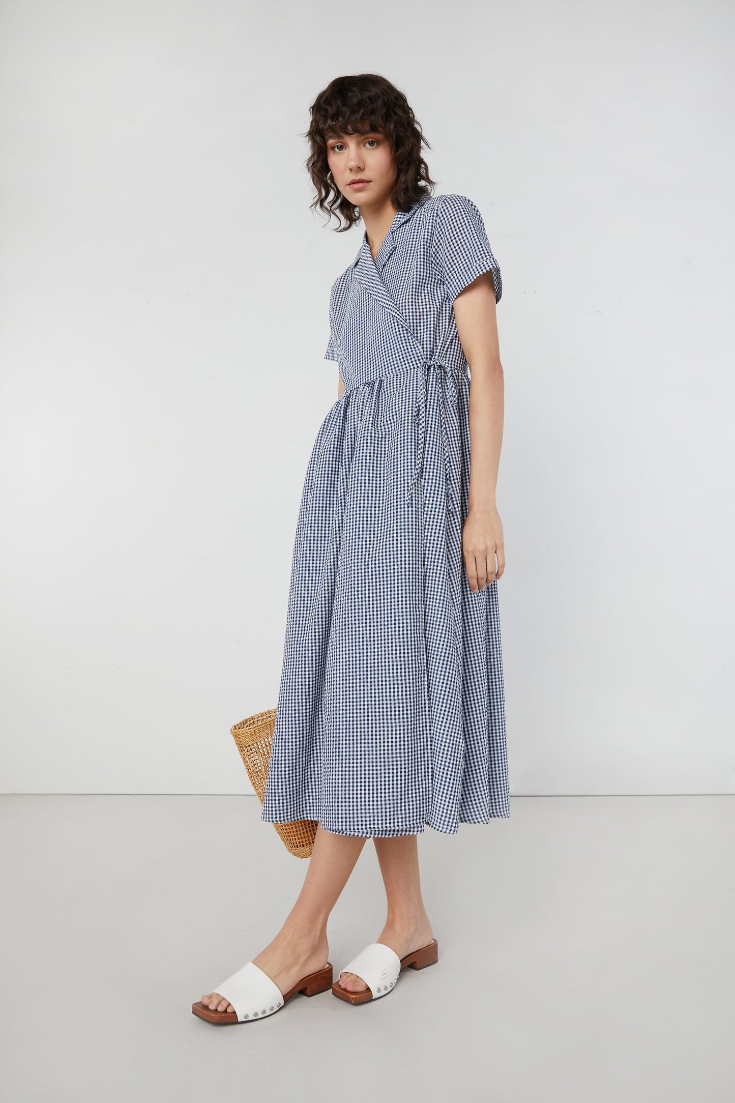 GINGHAM WRAP DRESS