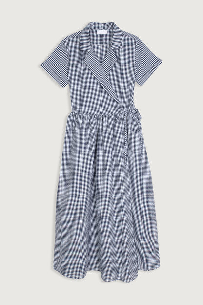 GINGHAM WRAP DRESS