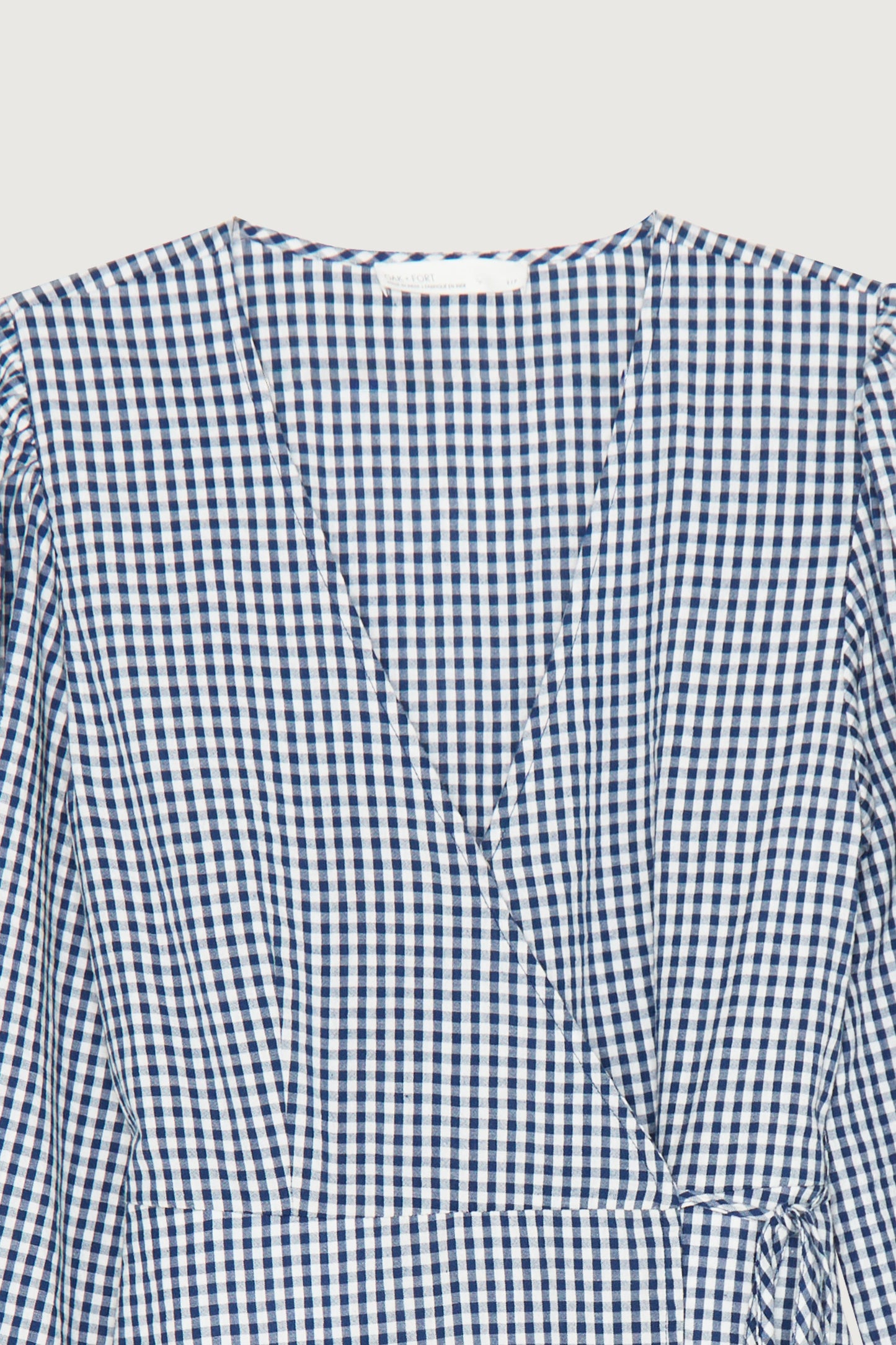 GINGHAM SEERSUCKER WRAP DRESS