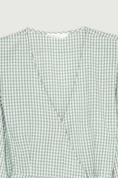GINGHAM SEERSUCKER WRAP DRESS
