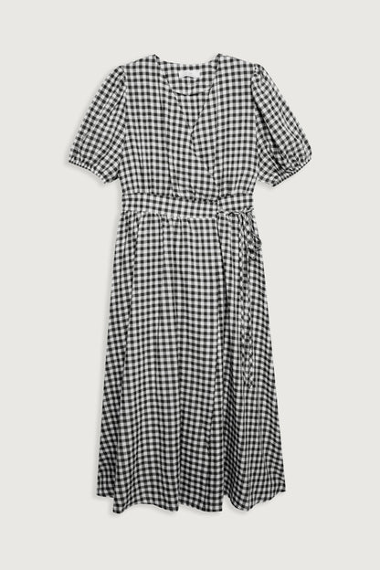 GINGHAM WRAP DRESS