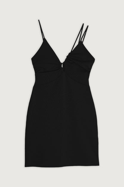 FRONT CUT-OUT PONTE MINI DRESS